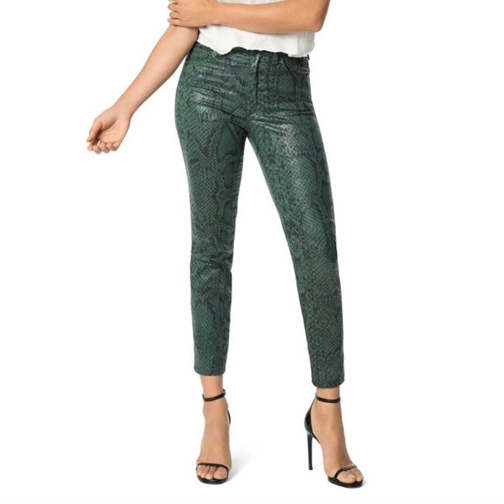 Joe's Jeans Green Snakeskin Coated Denim